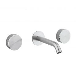 Crosswater 3ONE6 Stainless Steel Wall Mounted 3 Hole Set Basin Mixer - TS130WNS