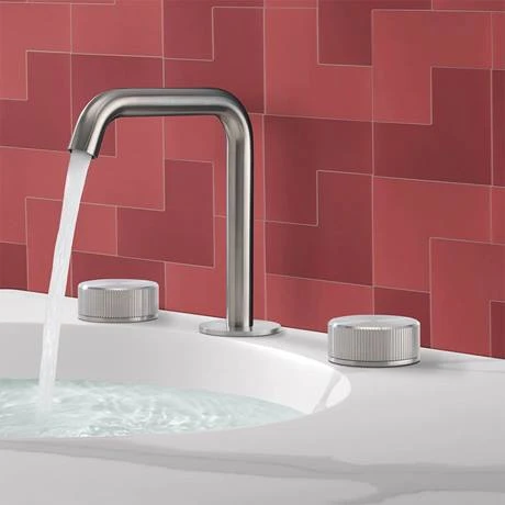 Crosswater 3ONE6 Stainless Steel Deck Mounted 3 Hole Set Basin Mixer - TS135DNS 3 Crosswater 3ONE6 Stainless Steel Deck Mounted 3 Hole Set Basin Mixer - TS135DNS - Image 3