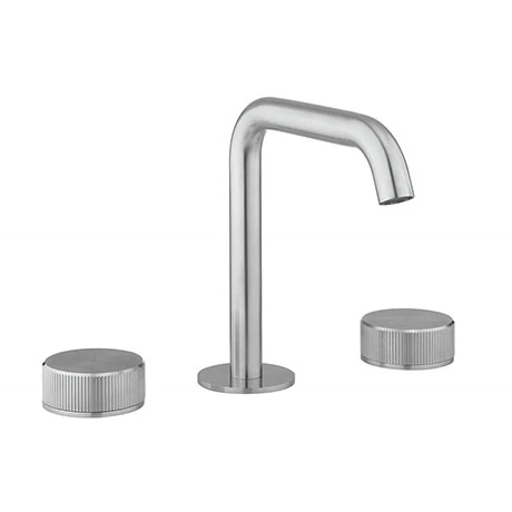 Crosswater 3ONE6 Stainless Steel Deck Mounted 3 Hole Set Basin Mixer - TS135DNS 1 Crosswater 3ONE6 Stainless Steel Deck Mounted 3 Hole Set Basin Mixer - TS135DNS