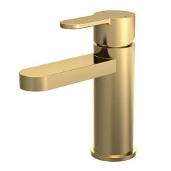 Venice Giro Brushed Brass Mono Basin Mixer with Push Button Waste