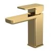 Venice Cubo Brushed Brass Mono Basin Mixer with Push Button Waste