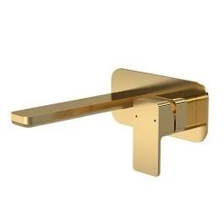 Venice Cubo Brushed Brass Wall Mounted Basin Mixer