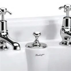Burlington Kensington Regent Bridge Curved Spout Basin Mixer (230mm centers) w Invisible Overflow -Basin Taps Shop W9 D1 375 7