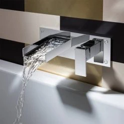 Crosswater - Water Square Wall Mounted 2 Hole Set Basin Mixer - WS121WNC -Basin Taps Shop WS121WNC D3 460